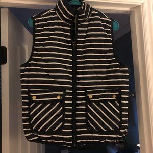 Navy and white striped vest